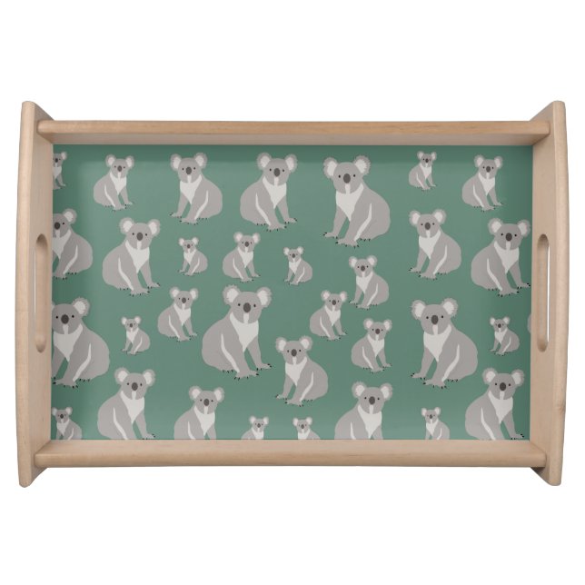 Cute Koala Eucalyptus Green Pattern  Serving Tray (Front)