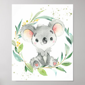 Cute Koala Eucalyptus Greenery Kids Wall Art