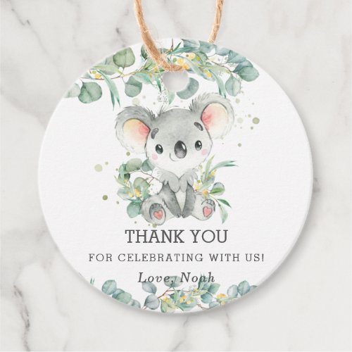 Cute Koala Eucalyptus Greenery Thank You Favor Favor Tags