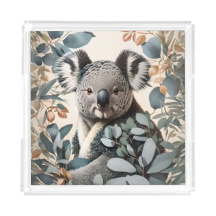 Cute Koala Eucalyptus Leaves Acrylic Tray
