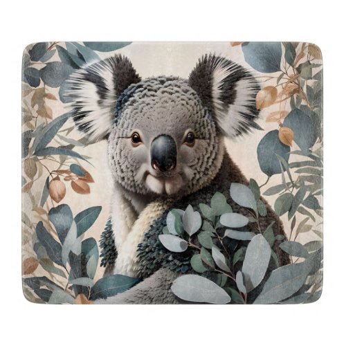 Cute Koala Eucalyptus Leaves Cutting Board