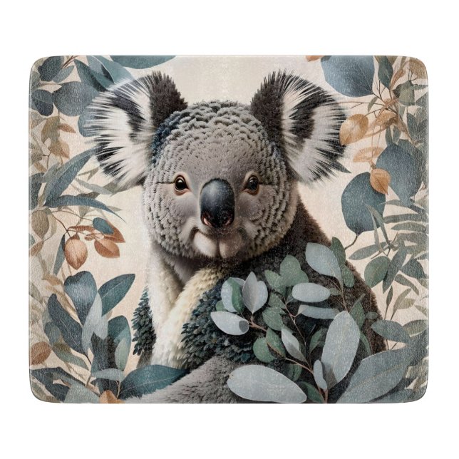 Cute Koala Eucalyptus Leaves Cutting Board (Front)