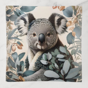 Cute Koala Eucalyptus Leaves Trinket Tray
