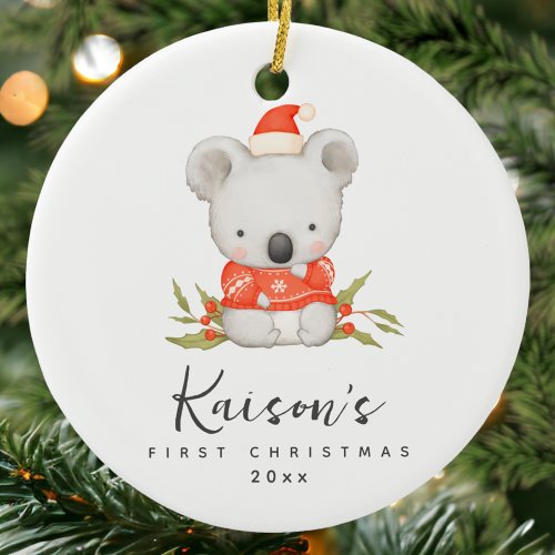 Cute Koala First Christmas Custom Ceramic Ornament