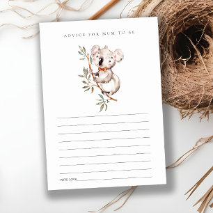 Cute Koala Foliage Advice for Mum Baby Shower Enclosure Card