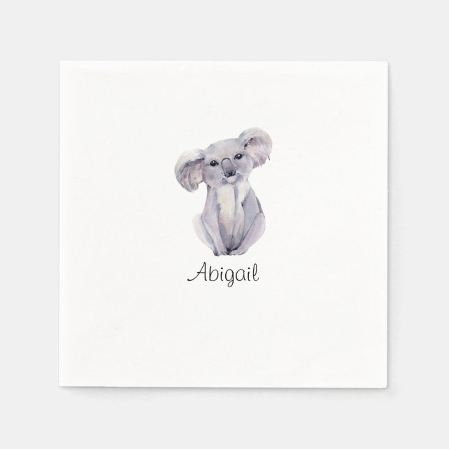Cute Koala Foliage Cocktail Napkins (Front)