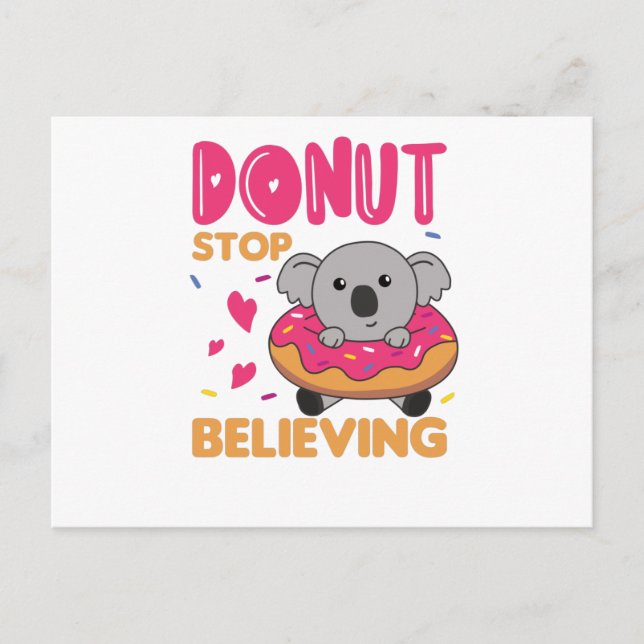 Cute Koala Funny Animals In Donut Pink Postcard (Front)