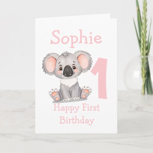 cute Koala girl birthday card