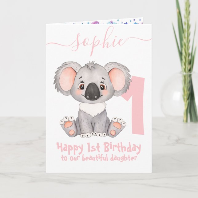 cute koala girl birthday card (Front)