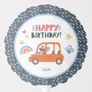 Cute Koala Girl First Name Happy Birthday Party Balloon