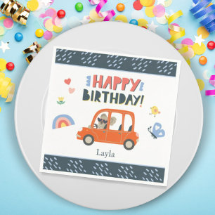 Cute Koala Girl First Name Happy Birthday Party Napkins
