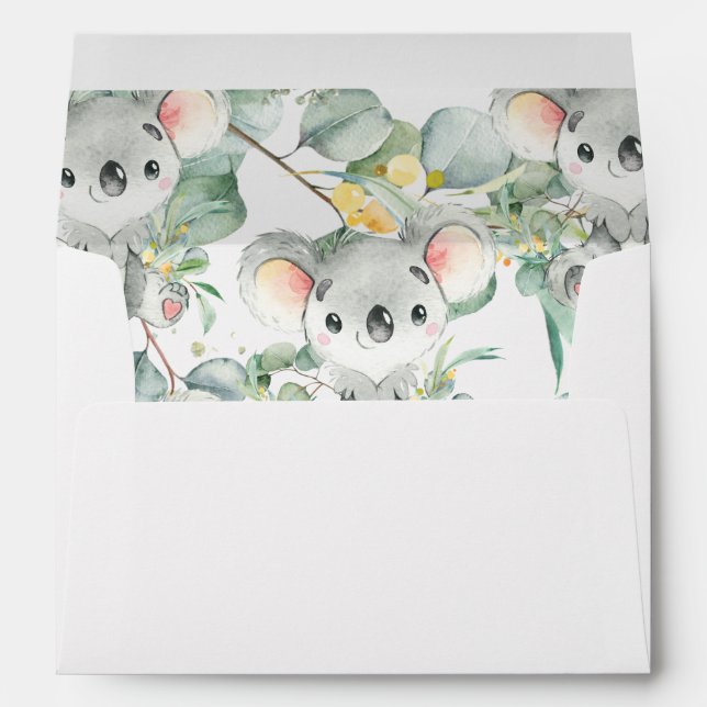 Cute Koala Greenery Baby Shower Birthday Envelope (Back (Bottom))
