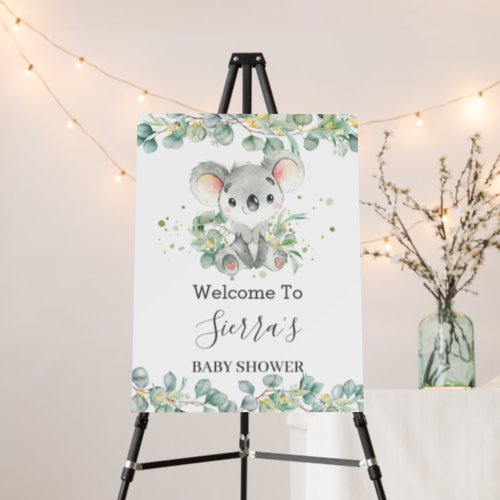 Cute Koala Greenery Baby Shower Birthday Welcome Foam Board