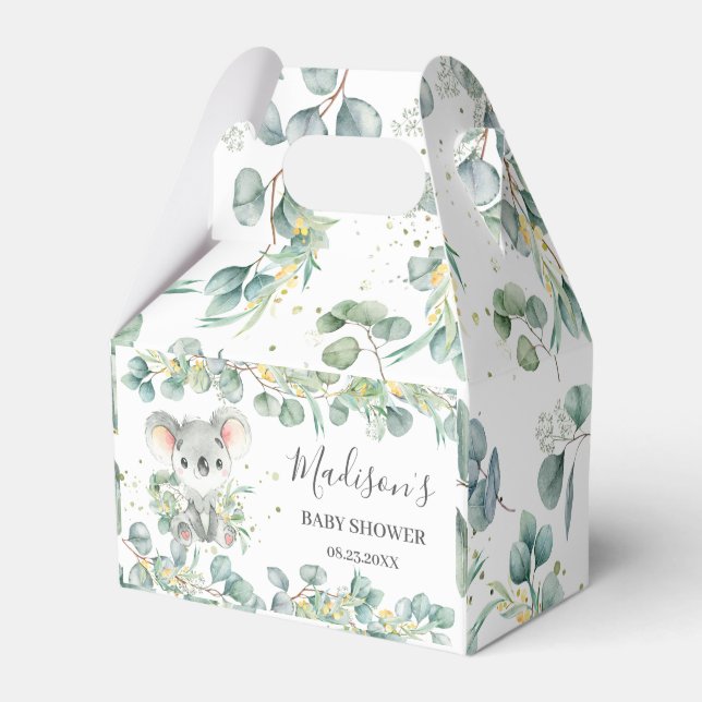 Cute Koala Greenery Baby Shower Thank You  Favor Boxes (Front Side)