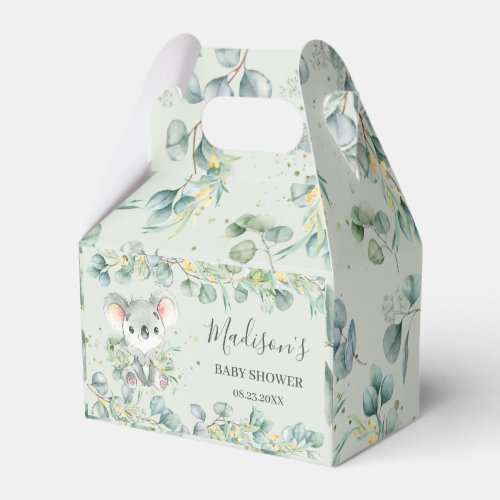 Cute Koala Greenery Boy Girl Baby Shower Thank You Favor Boxes