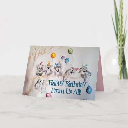 Cute Koala Group Happy Birthday from Us All Card