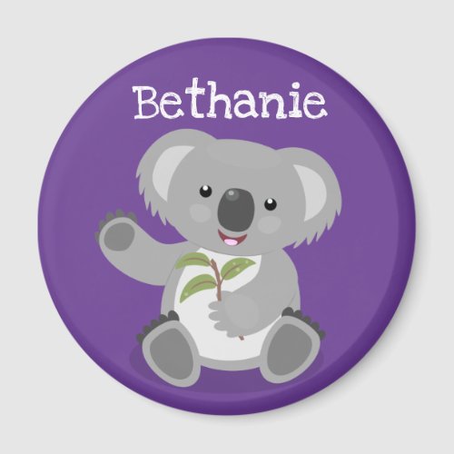 Cute koala gumleaves cartoon illustration magnet