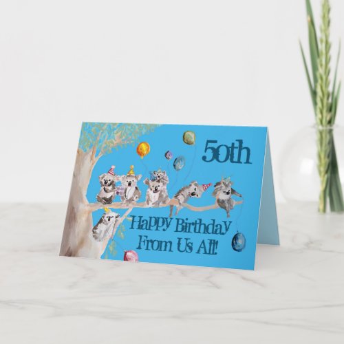 Cute Koala Happy 50th Birthday from Us All Card