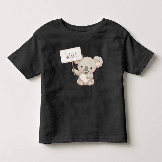 Cute Koala Holding a Name Sign Toddler T-shirt (Front)