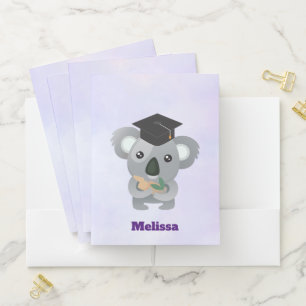 Cute Koala in a Black Graduation Hat Custom Pocket Folder