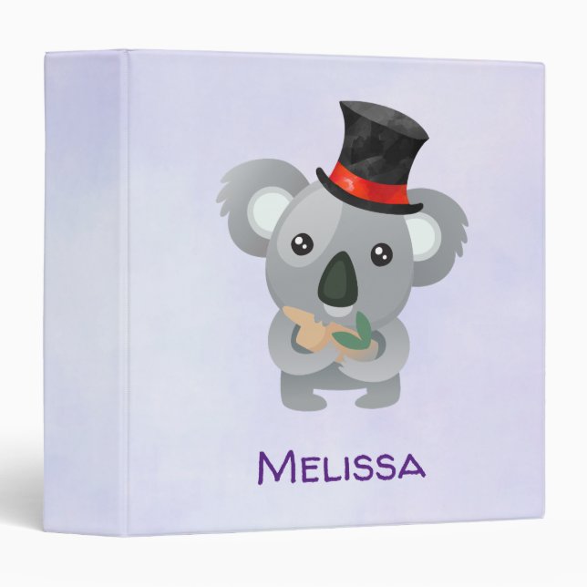 Cute Koala in a Black Top Hat Binder (Front/Spine)