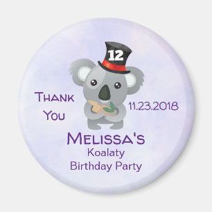 Cute Koala in a Black Top Hat Birthday Thank You Magnet