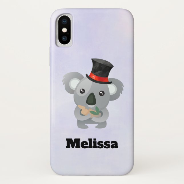 Cute Koala in a Black Top Hat Custom Case-Mate iPhone Case (Back)
