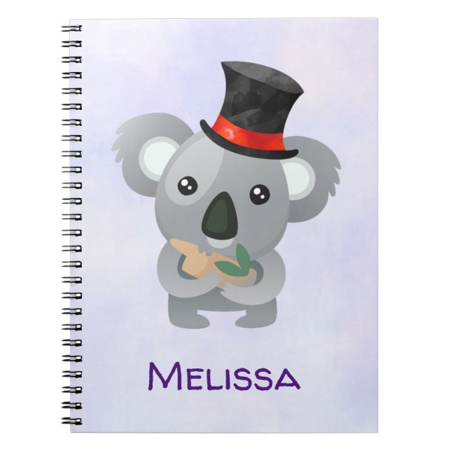 Cute Koala in a Black Top Hat Custom Notebook (Front)