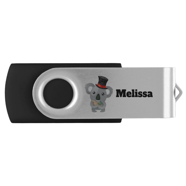 Cute Koala in a Black Top Hat Flash Drive (Front)