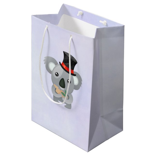 Cute Koala in a Black Top Hat Medium Gift Bag (Front Angled)