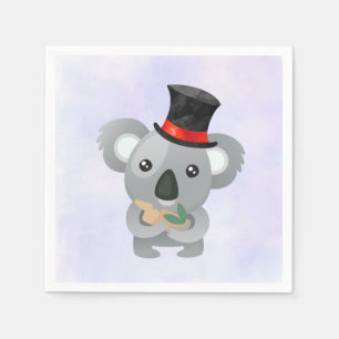 Cute Koala in a Black Top Hat Napkins