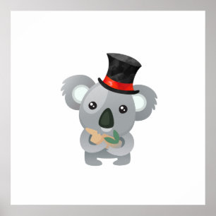 Cute Koala in a Black Top Hat Poster