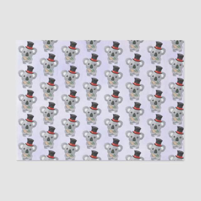 Cute Koala in a Black Top Hat Tissue Paper (Front)