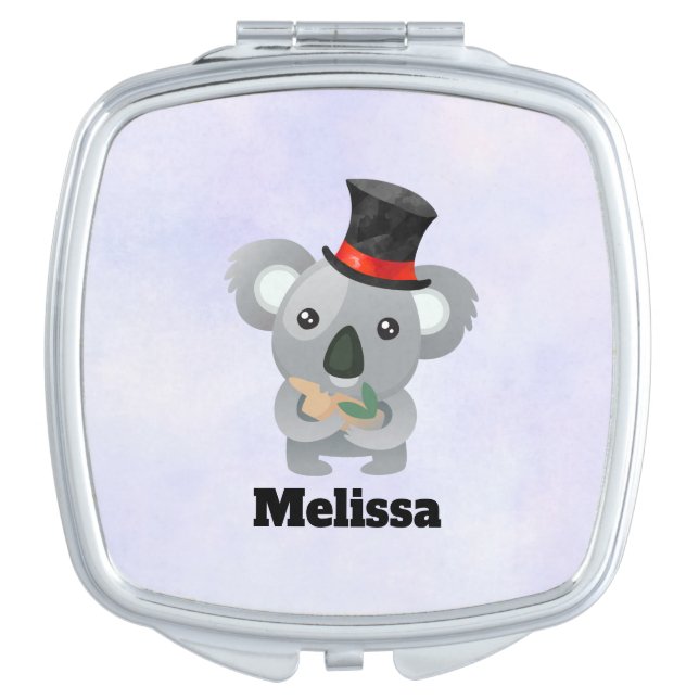Cute Koala in a Black Top Hat Vanity Mirror (Front)