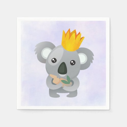 Cute Koala in a Golden Crown Paper Napkins