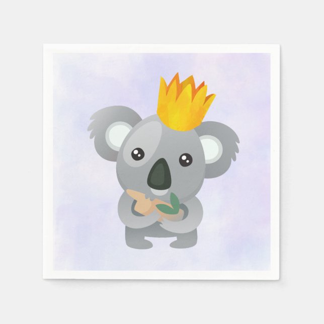 Cute Koala in a Golden Crown Paper Napkins (Front)