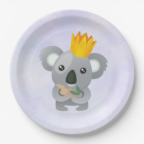 Cute Koala in a Golden Crown Paper Plates