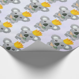 Cute Koala in a Golden Crown Wrapping Paper
