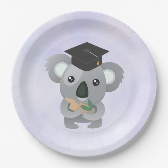 Cute Koala in a Graduation Cap Paper Plates (Front)