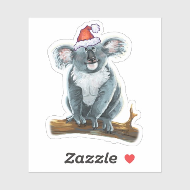 Cute Koala in a Santa Hat Sticker (Sheet)