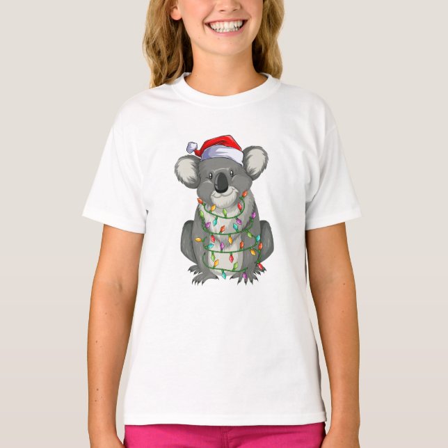 Cute koala in christmas lights Girl T-Shirt (Front)