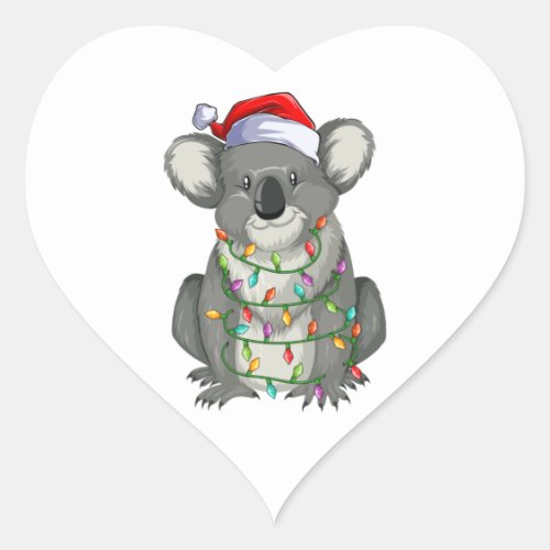 Cute koala in christmas lights heart sticker