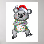 Cute koala in christmas lights poster<br><div class="desc">Cute koala in christmas lights Merry Christmas Gift For Woman Man Kids Birthday Gift,  Funny Bear Gift / Xmas Gift / Merry Christmas / Happy Holidays / Family Matching Prints Poster Classic Collection.</div>