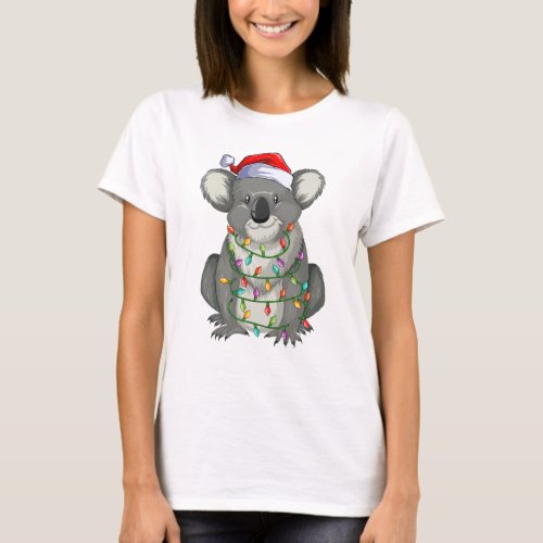 Cute koala in christmas lights Women T_Shirt