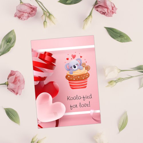 Cute Koala in Cupcake Pink Valentines Day Holiday Postcard