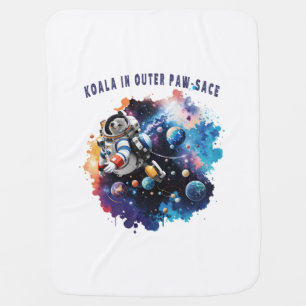Cute Koala in Outer Paw-sace, Koala Astronaut Baby Blanket