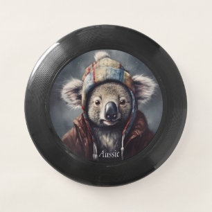 Cute Koala in Winter Hat Custom Name Frisbee