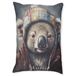 Cute Koala in Winter Hat Custom Name Pet Bed