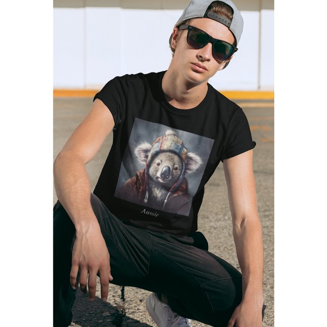 Cute Koala in Winter Hat Custom Name T-Shirt (Creator Uploaded)