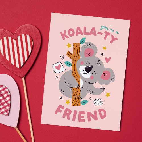 Cute Koala Kids Classroom Valentines Day  Holiday Card